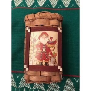 Santa Claus Wicker Woven Basket Christmas 8” Tall Holidays Xmas Storage